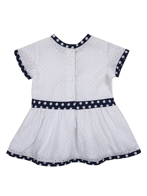 Girls White Short Sleeve Woven Dress image number 1